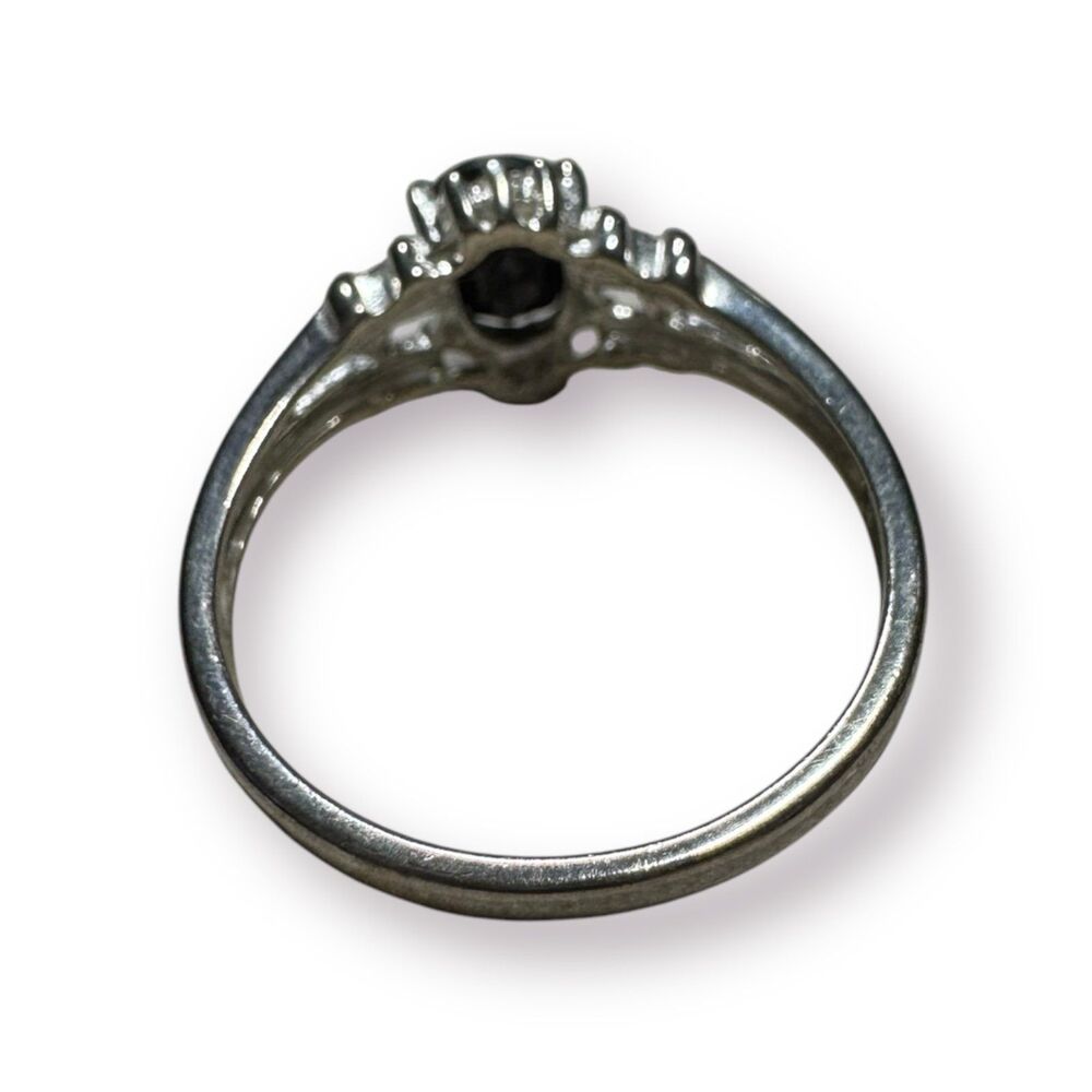 Signed NV Sapphire Solitaire Ring Size 7 Sterling Silver 925 - Picture 5 of 8